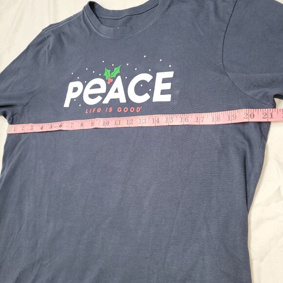 Life is Good Holiday Shirt Long Sleeve Peace Mistletoe Soft Cotton Crewneck - Picture 9 of 10